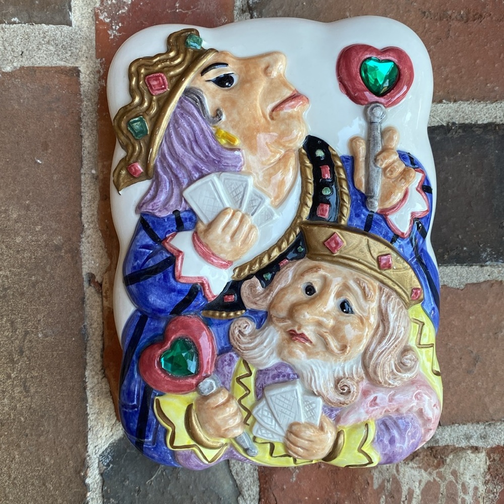 Fitz & Floyd Alice in Wonderland ceramic card holder with set of playing cards